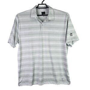 Mens Greg Norman Play Dry Gray Striped Golf Polo Shirt Short Sleeve Polyester XL